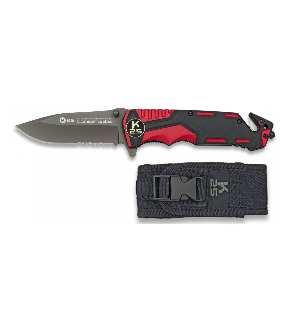 ΣΟΥΓΙΑΣ K25,Tactical pocket knife,Rubbered aluminium/red,9.4 cm , 19653