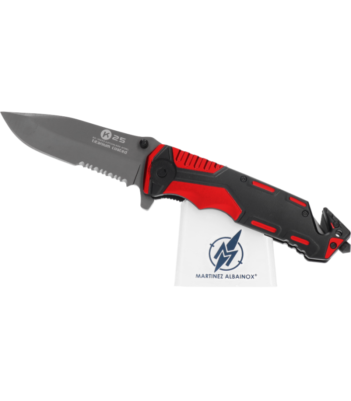 ΣΟΥΓΙΑΣ K25,Tactical pocket knife,Rubbered aluminium/red,9.4 cm , 19653