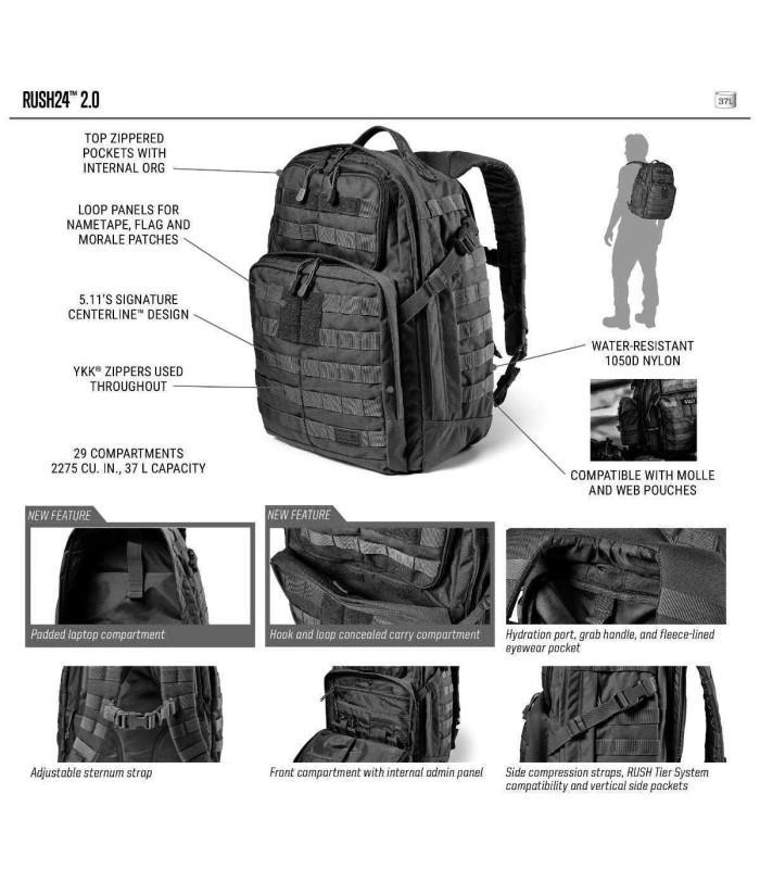 Σακίδιο Πλάτης 5.11 Tactical Rush24 2.0 Backpack 37L | Sabotage Oddal