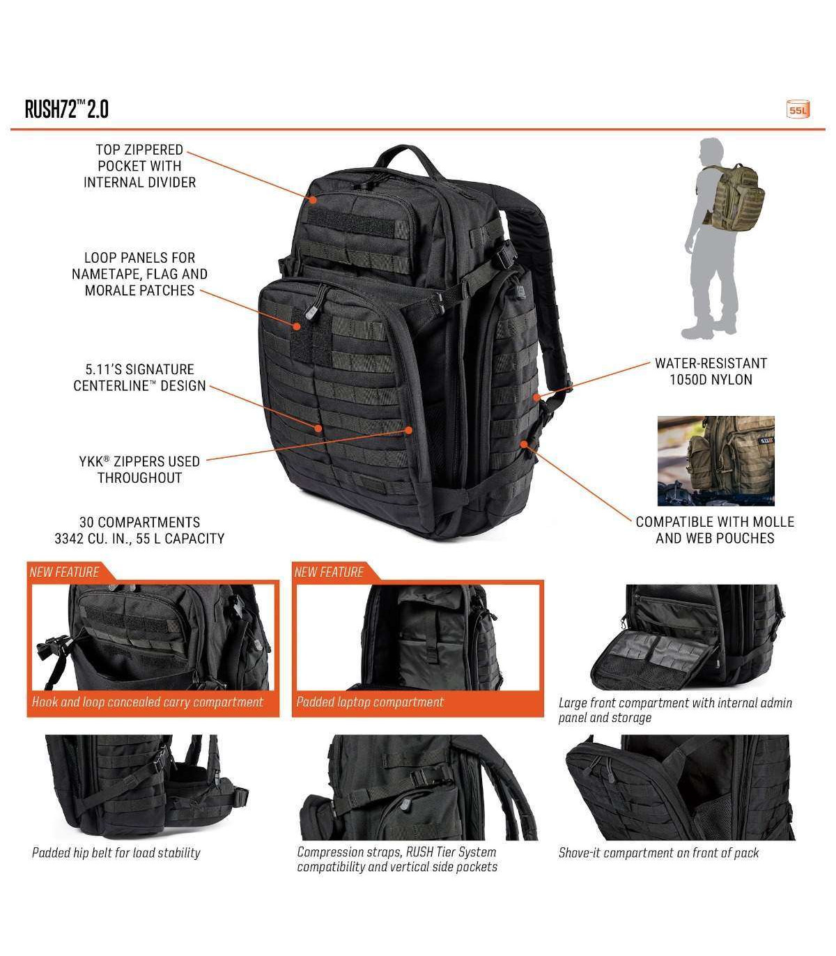 5.11 Tactical Rush72 2.0 Backpack 55L | Sabotage Oddal